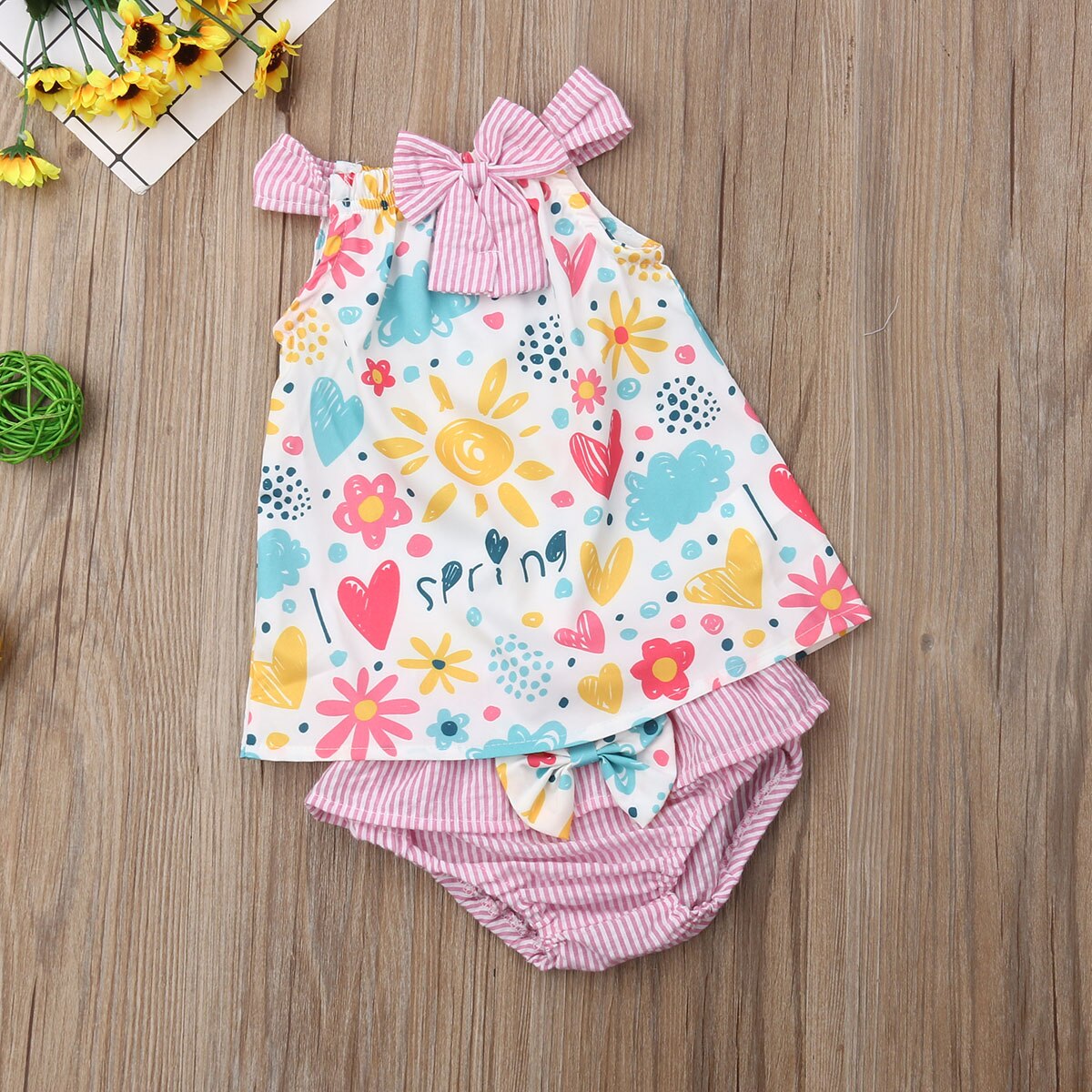 Zuigelingen Kids Baby Meisje Kleding 2 Stuks Mouwloze Bloemenprint Tops Jurk + Shorts Outfits Zomer 0-24M