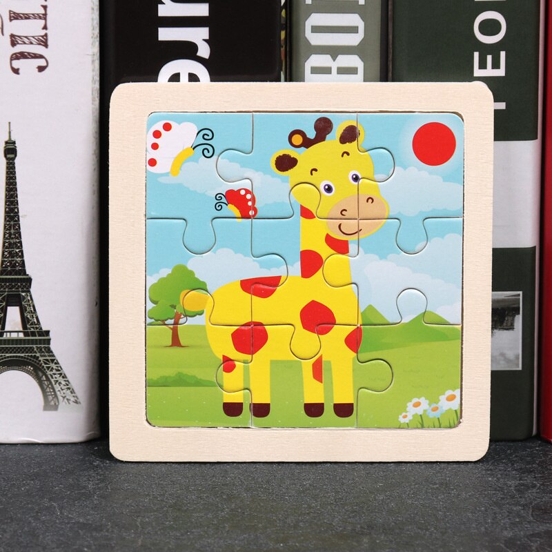 1 pz/lotto puzzle in legno 3D per bambini giocattoli per bambini Cartoon animali/puzzle di traffico Puzles educativi per bambini all&#39;ingrosso GYH: Giraffe