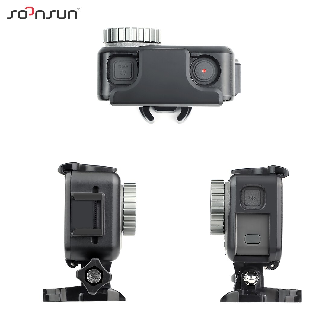 SOONSUN Protective Frame Mount Housing Case for DJI Osmo Action Frame Shell Cage Border with Cold Shoe Mount and Lens Cover Cap