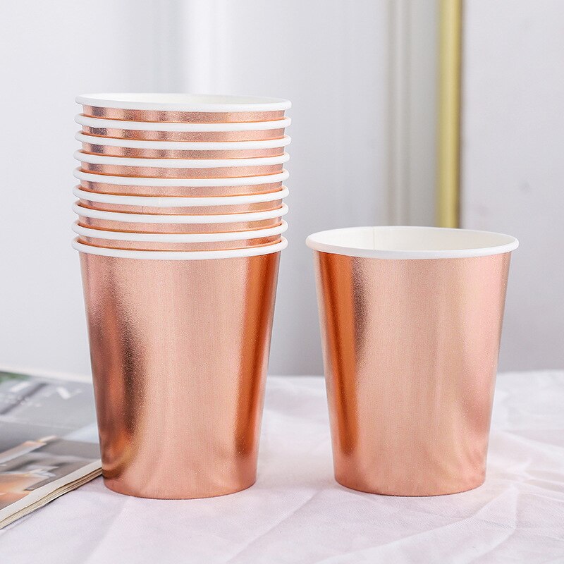 10Pcs Golden Cup Party Papier Servies Verjaardag Party Diner Plaat Stip Gestreepte Cup Voor Wedding Party Decoratie Collectie: 12style-cup-10pcs