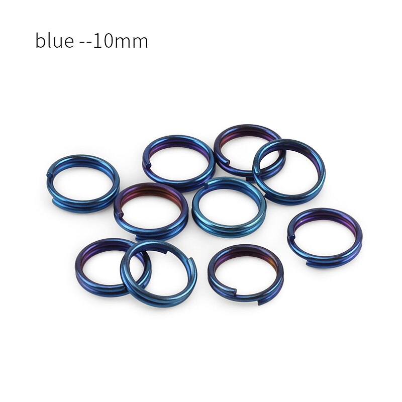 10 pièces/lot titane 10mm/12mm/14mm porte-clés EDC outil extérieur multicolore titane porte-clés: blue 10mm