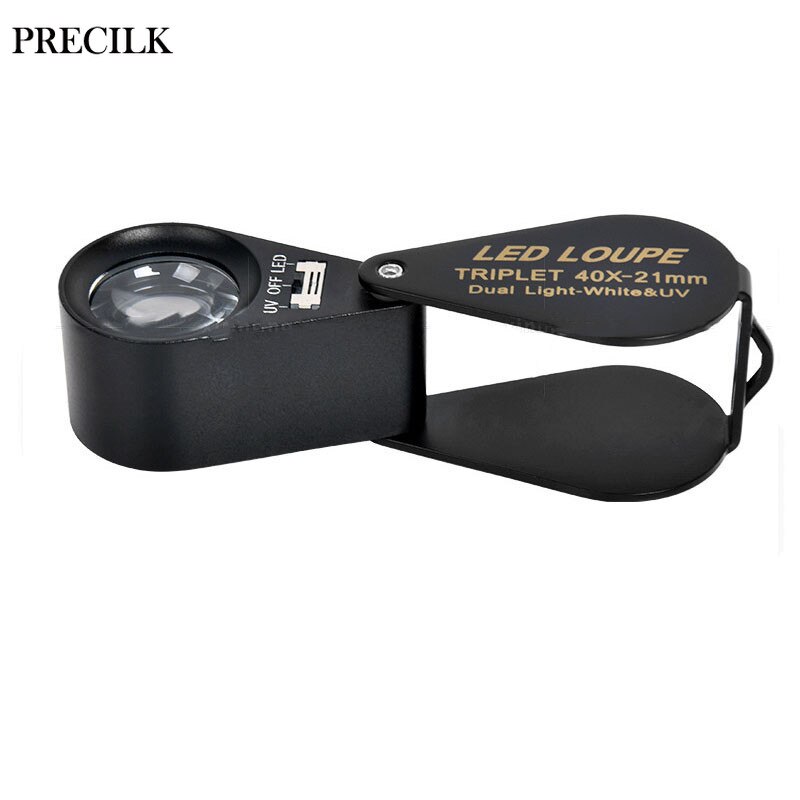 10X 20X 30X 40X Metalen Led Vouw Handheld Vergrootglas Loupe Reparatie Vergrootglas Antieke Edelsteen Jade Diamant Ring Waardering