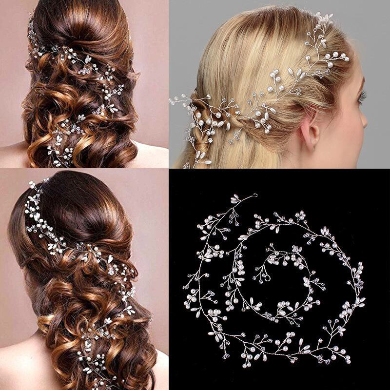 35cm Kristall Perle Haar Gürtel Hochzeit Braut Haarschmuck Haar Schmuck Dekorationen für Bräute Hochzeit Haar Zubehör