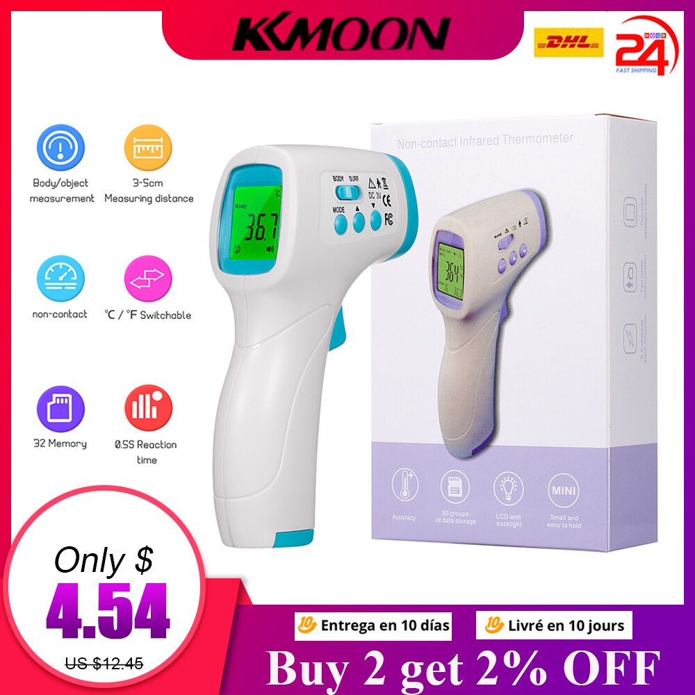 Non-Contact Forehead Thermometer Digital Handheld Infrared Thermometer Object Temperature Gauge High Precision ℃/℉ Switchable
