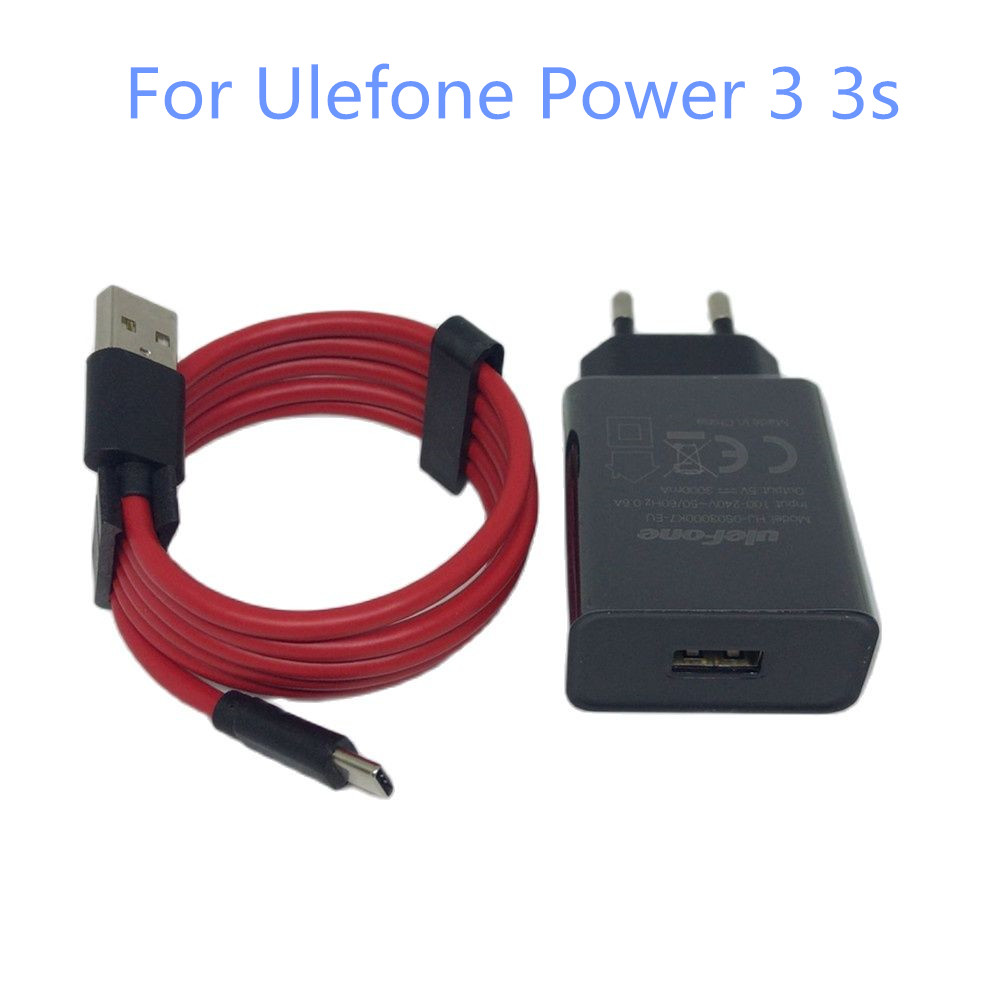 Voor Ulefone Power 3 USB Adapter Charger EU Plug Travel 3A Quick Charge + Type-C Micro USB kabel Voor Ulefone Power 3 s telefoon