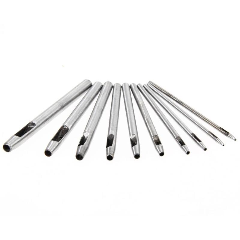 Lot de 10 poinçons pour le cuir, ensemble de maroquinerie, ceinture de poinçonnage creuse pour vêtements, toile 0.5mm-5mm, outils de poinçonnage pour le cuir