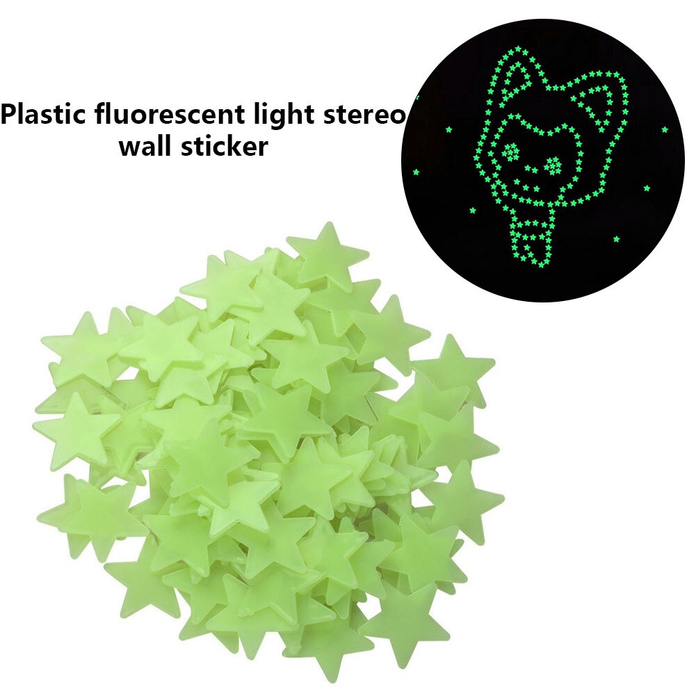 100 Stuks Lichtgevende Ster Sticker Glow In Dark Muur Plafond Stickers 3D Tl Star Decals Kinderkamer Slaapkamer Decor