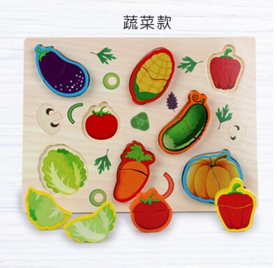 Wooden Puzzles Hand Grab Boards Toys Montessori Tangram Jigsaw Baby Educational Toys Cartoon Vehicle Animals Fruits 3D Puzzles: 8
