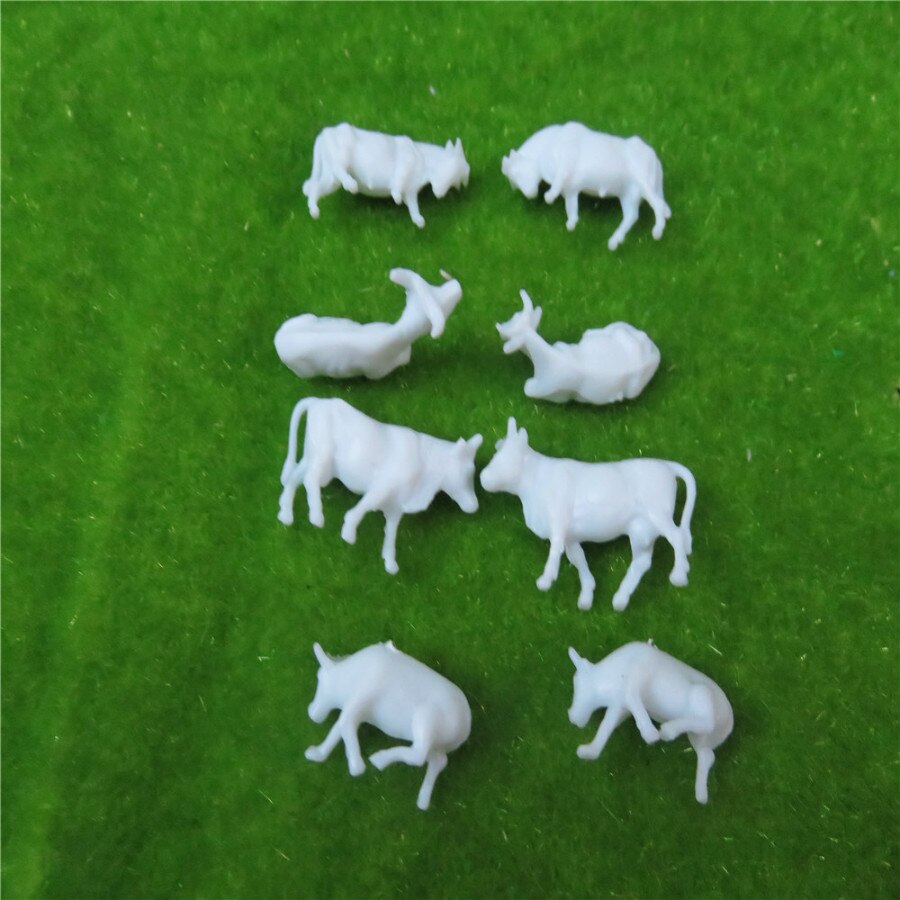 50pcs 1:150 UnPainted White Farm Animals Cows N Scale