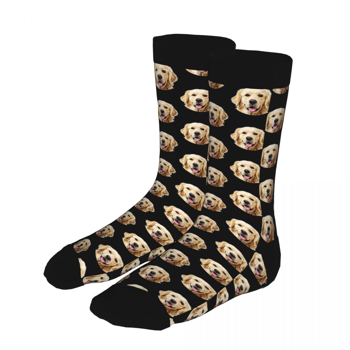 Calcetines divertidos de retrato de cara de Golden Retriever para hombre, ropa de poliéster 90%, calcetines gruesos de tubo medio de perro Humor, otoño