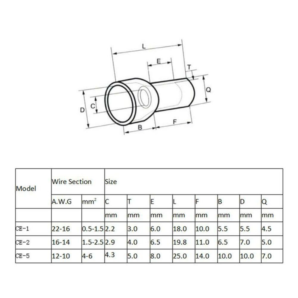 300PCS 22-16/16-14/12-10 Closed End Crimp Cap Insulated Wire Connector Terminal