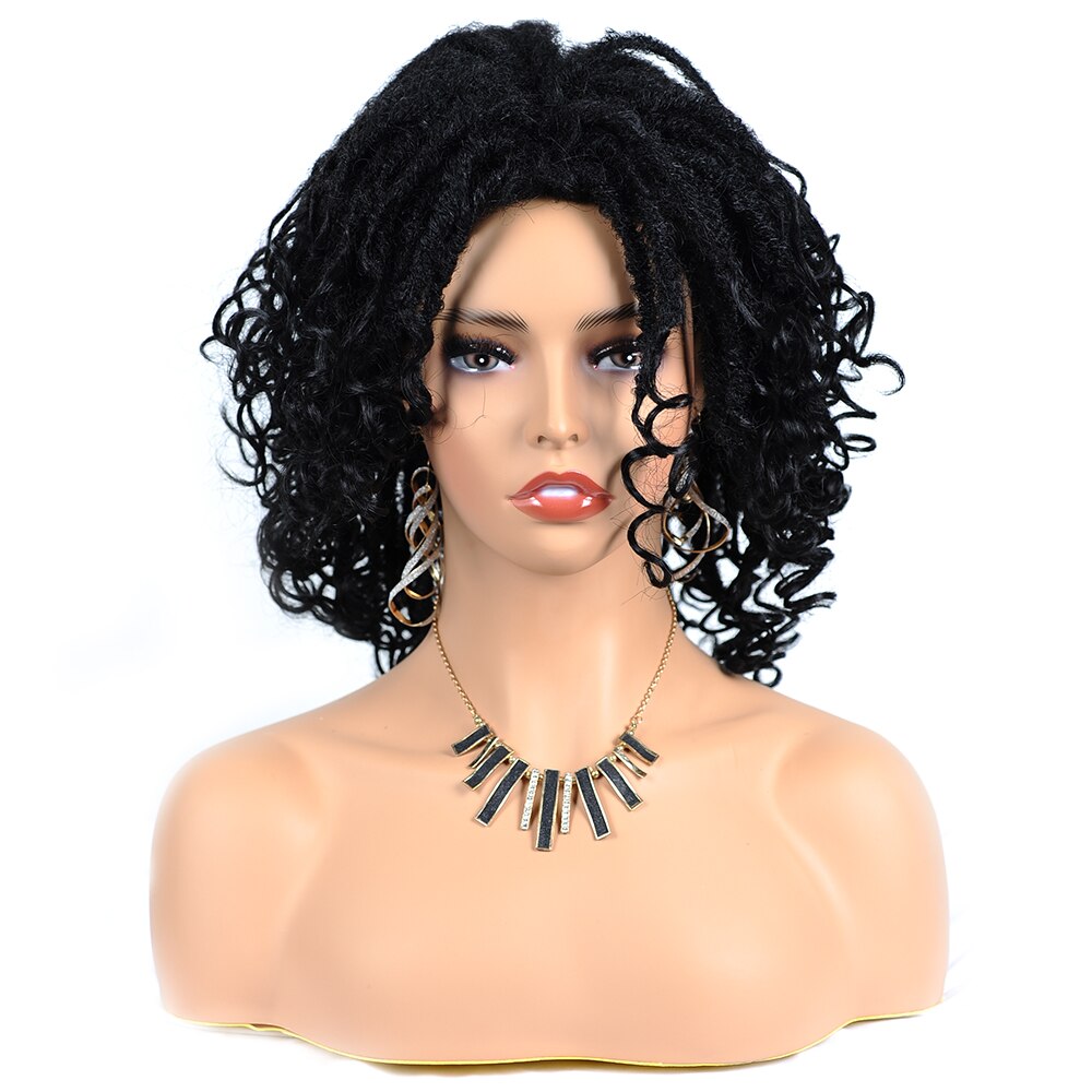 Goddess Faux Locs Crochet Hair Wig Long Dread lock Wigs for Black Women Natural Synthetic Crochet Curly Locs Braided Wigs Brown: #1B