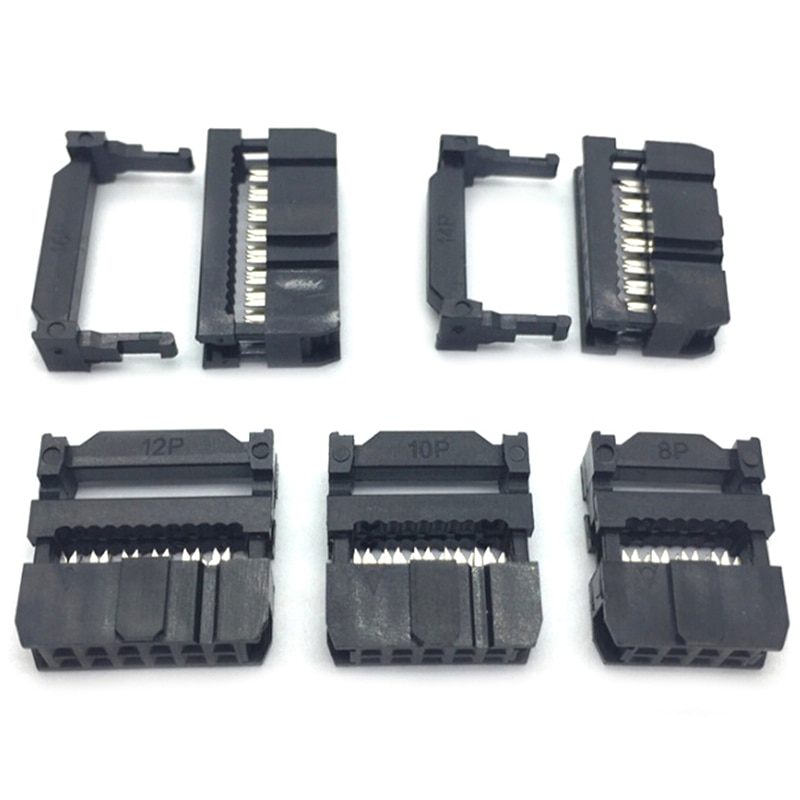 10set 6/8/10/12/14-50Pin IDC Socket Pin Dual Rij Toonhoogte 2.54mm IDC connector 6-50 Pin Kabel Socket Plug Lint Kabel Connector