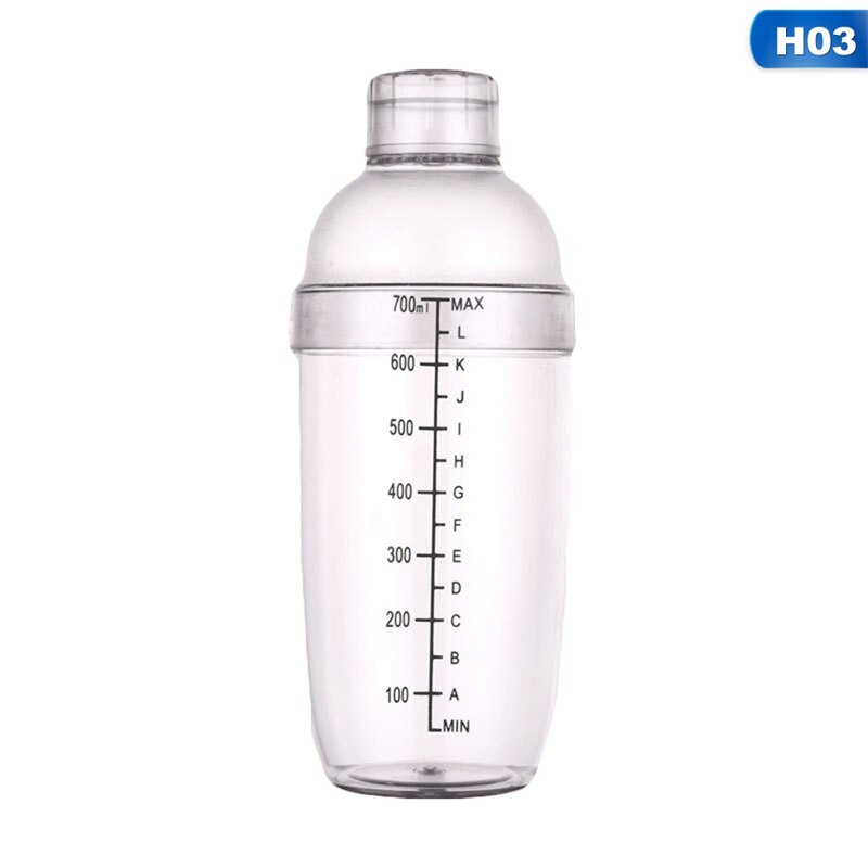 1PCS 300/500/700/1000ML Cocktail Shaker Home Bar Utensils Plastic Shaker Cup Wine Drink Mixer Shake Bottle: H03