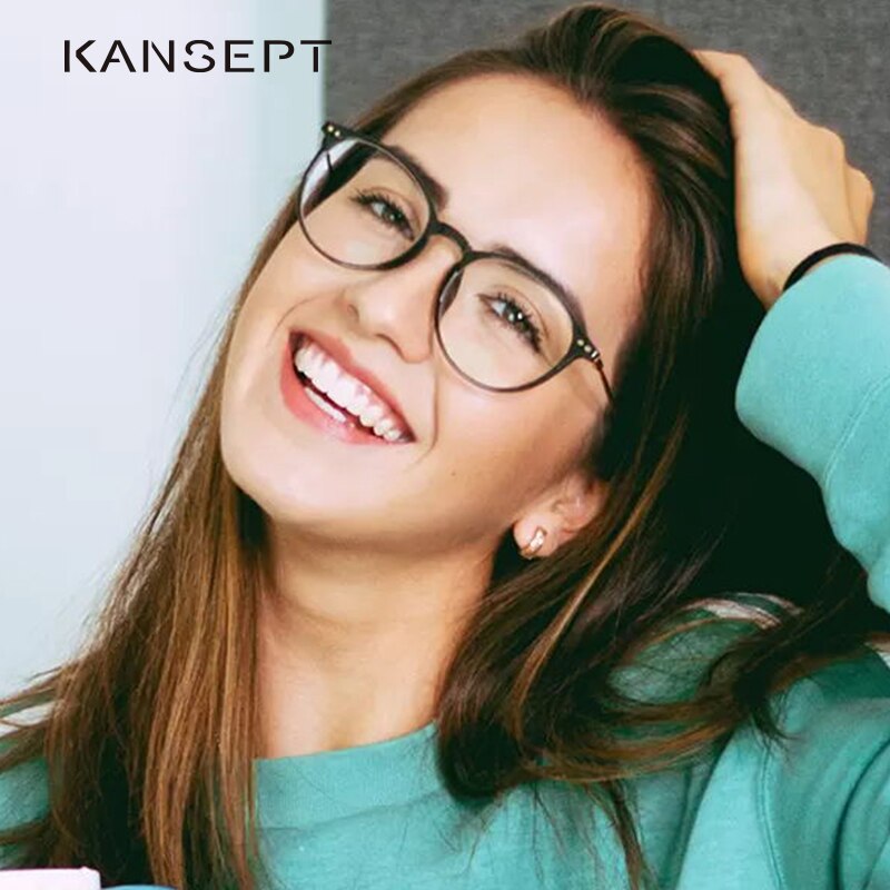 KANSEPT Acetate Glasses Frame Women Round Prescription Eyeglasses Ultralight Myopia Circle Eye Glasses Frame 90045