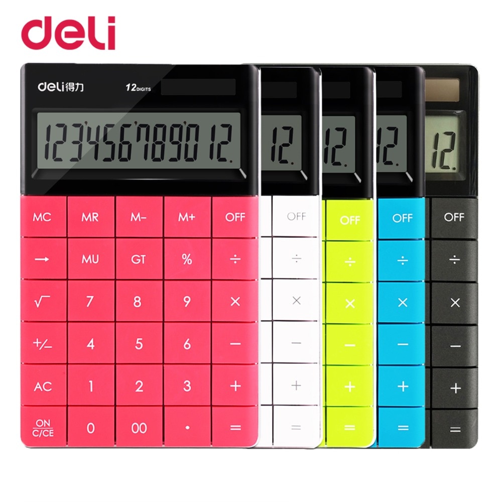 Deli cute rimless solar coin battery dual power supply calculator for office desk supplyschool stationery for kid