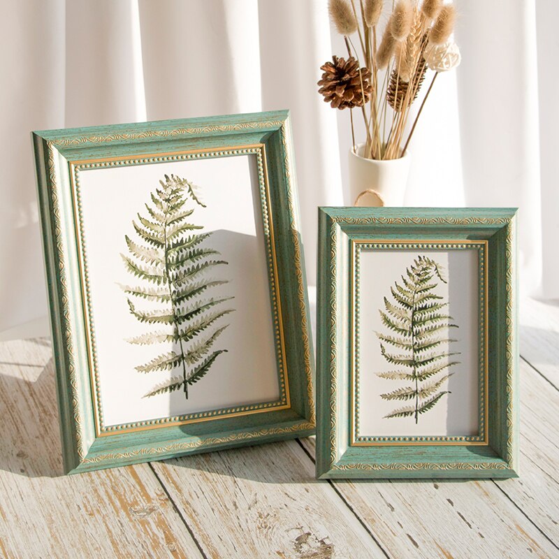 Amerikaanse retro fotolijst olieverfschilderij fotolijst 3 kleuren delicate harslijst  a4 kunst wanddecoratie woondecoratie: Blauw -1- delig