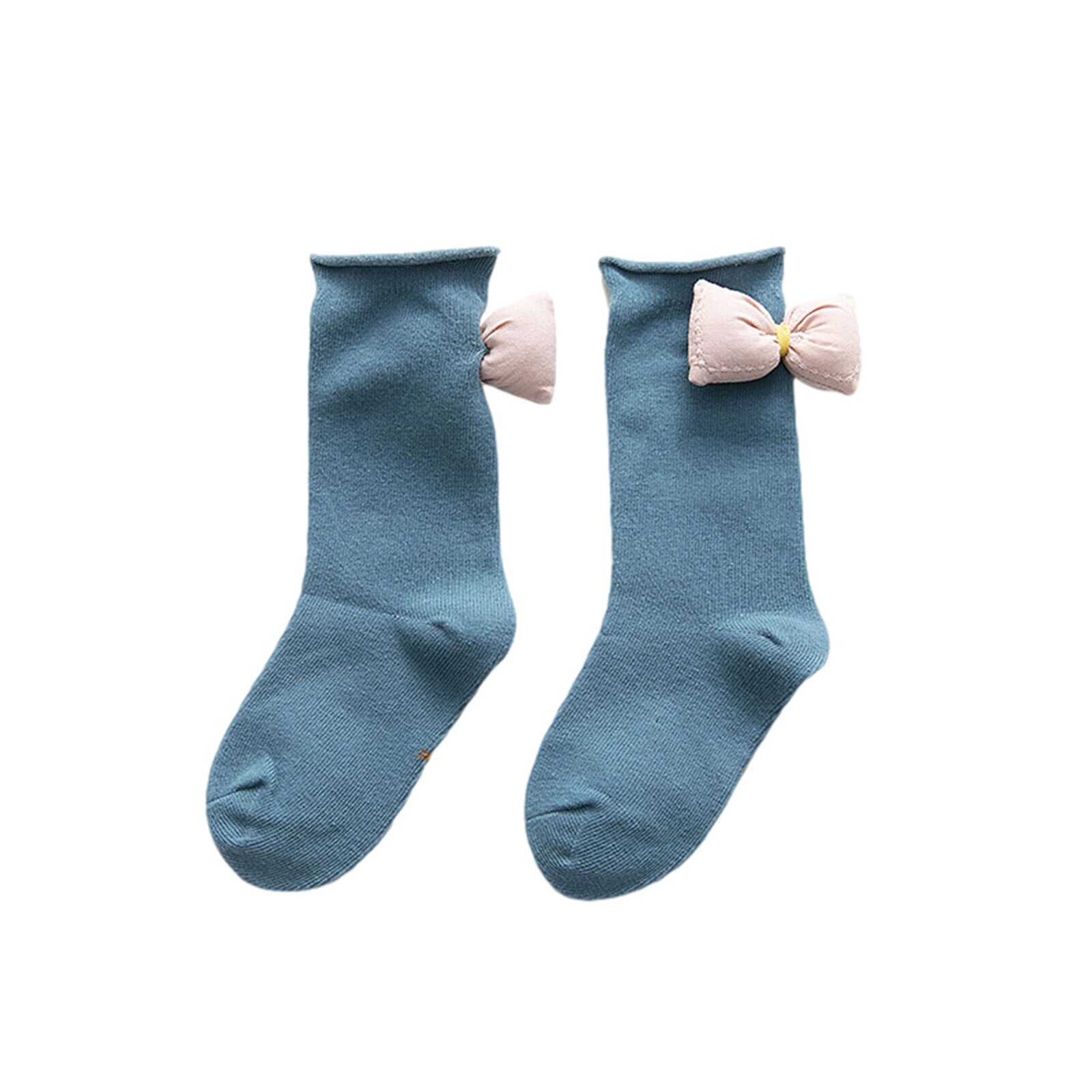 Kinderen Meisjes Mode Strik Sokken Eenvoudige Stijlvolle Sokken Effen Kleur Comfortabele Sokken Voor Kinderen Baby Meisjes: Blauw / 1-3 years