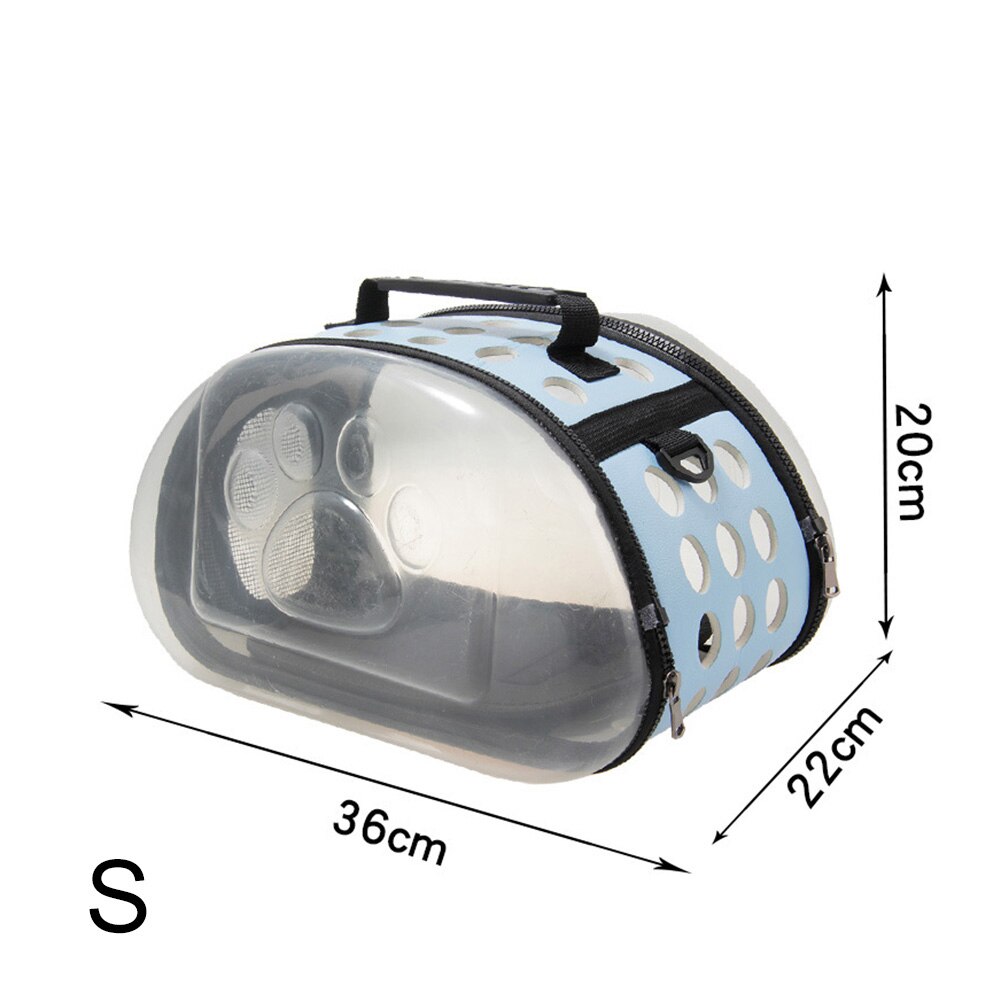 Dog Cat Portable Folding Transparent Handbag Carrier Shoulder Travel Carry Bag: Blue / L