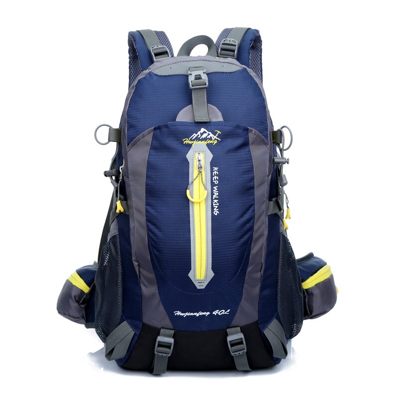Udendørs rygsæk 40l rejser klatring rygsække vandtæt rygsæk bjergbestigning taske nylon camping vandrerygsæk: Marine blå