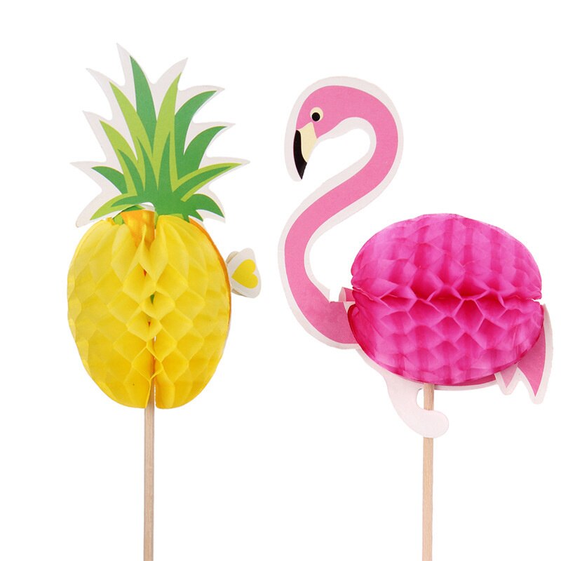 20Stck Holz Karikatur Flamingo Ananas Obst Gabel Stöcke Buffet Cupcake Cocktail Gabeln Festival Geburtstag Backen Nachtisch Gabel Dekor