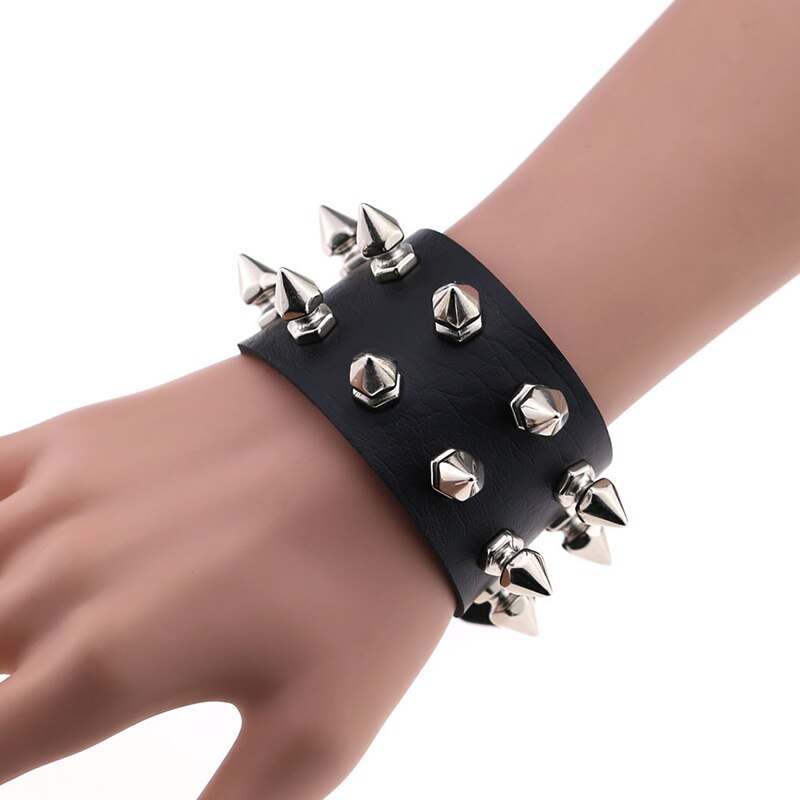 Klinknagel Armband Punk Gothic Rock Hip-Hop Studded Armband Faux Lederen Armband Polsbandjes Charm Armband Mode Unisex Sieraden