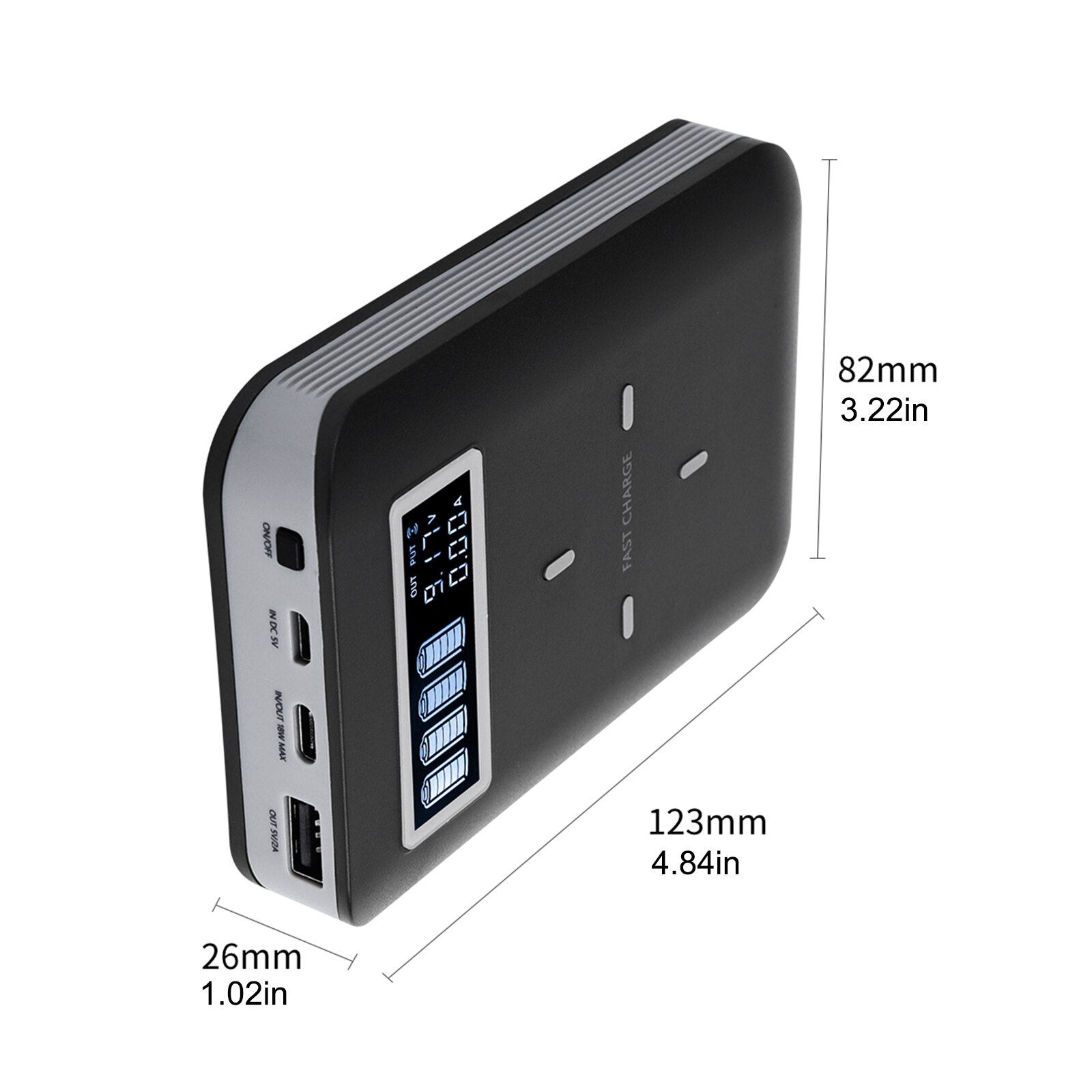 18W QC 3.0 Display digitale carica Wireless Power Bank Shell 10000mAh tipo-c USB PD ricarica rapida Powerbank Shell