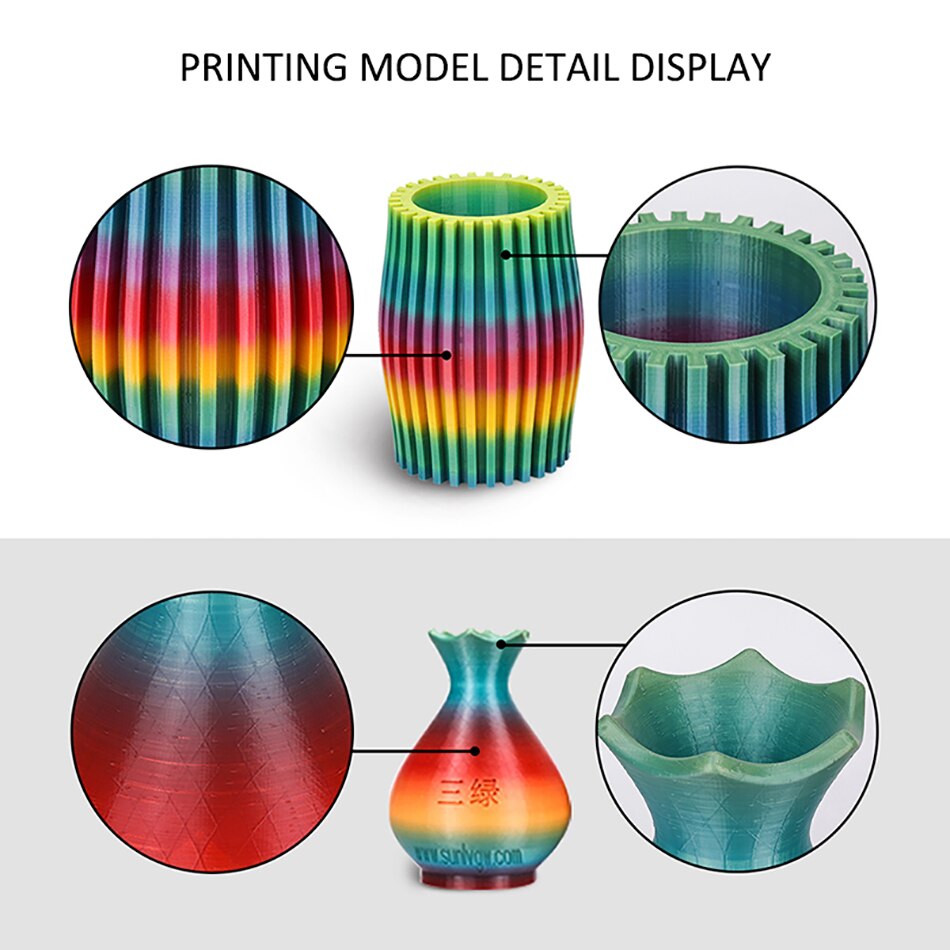 Enotepad Global Rainbow PLA Filament Colorful 3D Printing Flexible Filament Material For 3D Printer