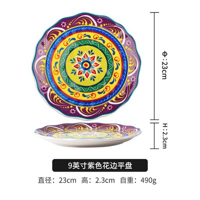 Vaisselle en porcelaine artisanat Western nourriture assiette de table, ménagère céramique assiette mignonne bleu et blanc, Dim Sum Breakfa: 3