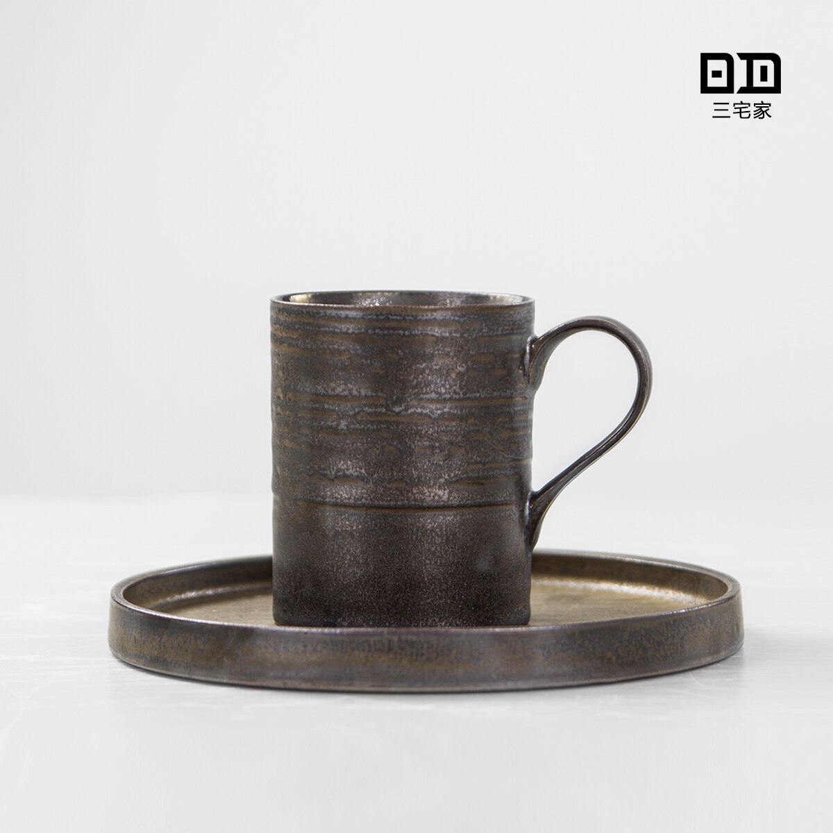 Giapponese semplice metallo smalto piatto di ceramica tazza di caffè cappuccino mocha tazza di ceramica del progettista fatto a mano tazza di tè tazza da tè: 1