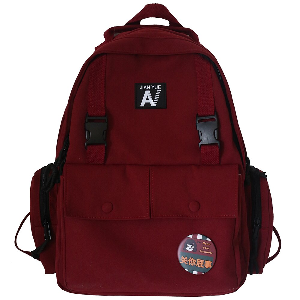 Student Men Trendy Backpack Women Boy School Bag Kawaii Girl Waterproof Nylon Backpack Male Book Female College Bag Lady: red