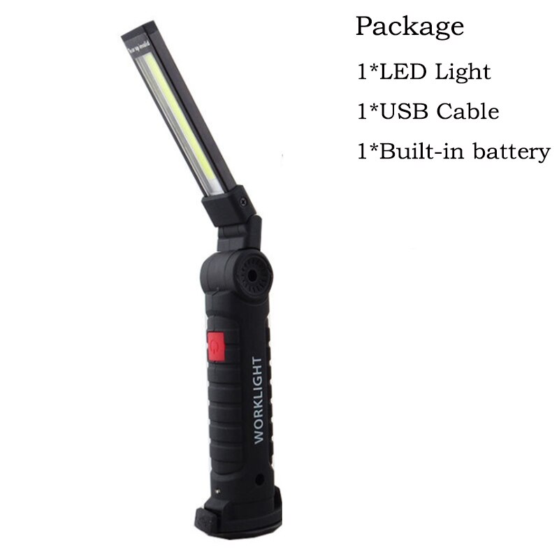 USB Rechargeable With Built-in Battery Set Multi Function Folding Work Light COB LED Camping Torch Flashlight: Short