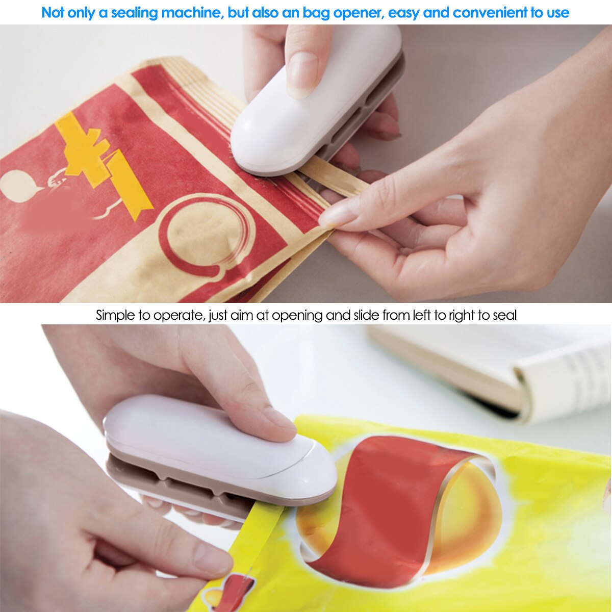 Mini Machine à sceller 2 en 1 Portable, outil de cuisine, emballage de Snacks, sac en plastique sous vide, thermoscelleuse
