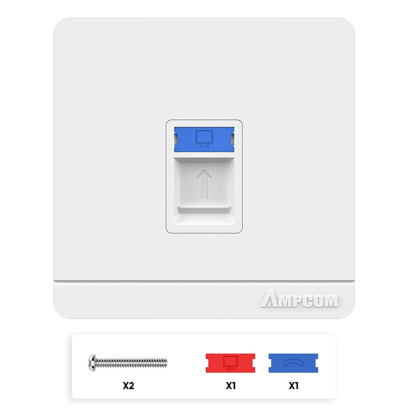 AMPCOM RJ11 RJ45 Płyta czołowa Gniazdo ścienne Płyta czołowa Płyta czołowa 1-portowy 2-portowy 4-portowy sieciowy panel montażowy gniazda telefonicznego: WHITE