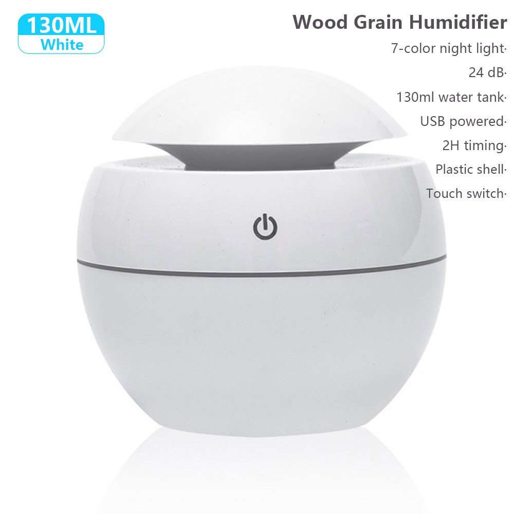 Puusyinen sähkökostutin eteerinen aromiöljy diffuusori ultraääni usb mini sumukone led valolla kodinkoneilla: H4 valkoista