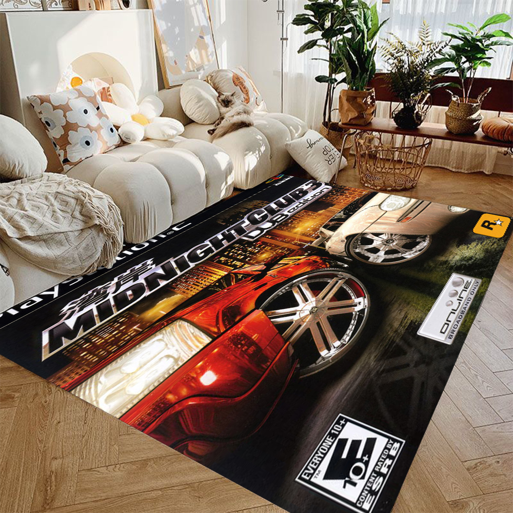 Clássico emocionante jogo tapete G-GTA gamer tapete para casa sala de estar quarto tapete anti-skid área jogos decoração do quarto tapete: 91X152CM / Cinza claro