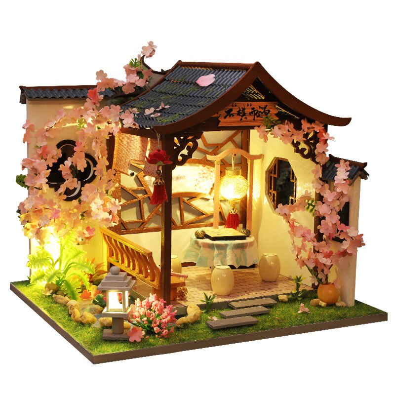 DIY Holz Puppe Haus Bausatz Montiert Miniatur Möbel mit Zubehör Chinesische Casa Licht Puppenhaus Spielzeug für Erwachsene Weihnachten: C nur dollhouse