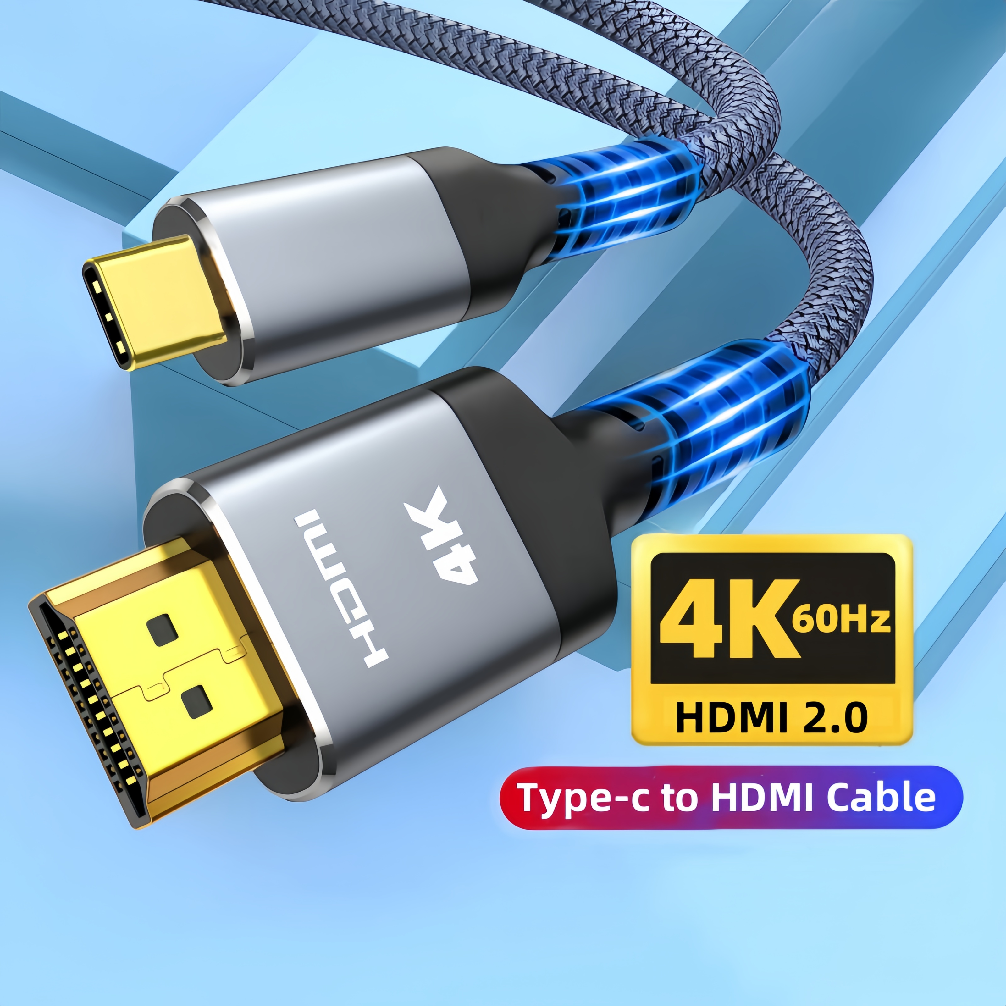 MIZIQIER Kabel USB C do HDMI kompatybilny z 4K typu C do HDMI 2.0 Thunderbolt 3/4 do 4K60Hz 30Hz dla iphone 15 MacBook Huawei Mate30