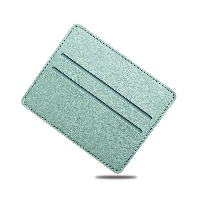 Ultradunne Pu Lederen Mini Portemonnee Slanke Bank Credit Kaarthouder Mannen Business Kleine Id Case Voor Vrouwen portemonnee 2 Slots Kaarthouder: light green