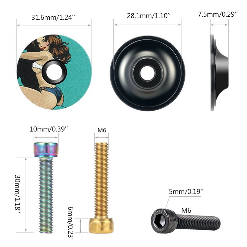 MTB Road Bike Bowl Cover Bicycle Stem Top Cap for 28.6mm Fork Tube Headset Cap