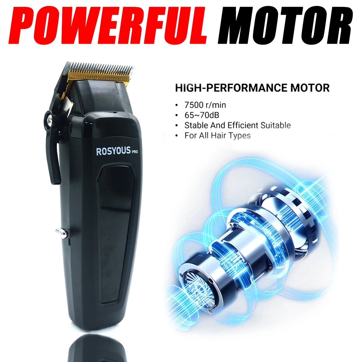 Professioneller elektrischer Haarschneider 106 Haarschneider für Männer, 7500 U/min, mit Basis, 5-stellbare DLC-Blade-Friseurmaschine
