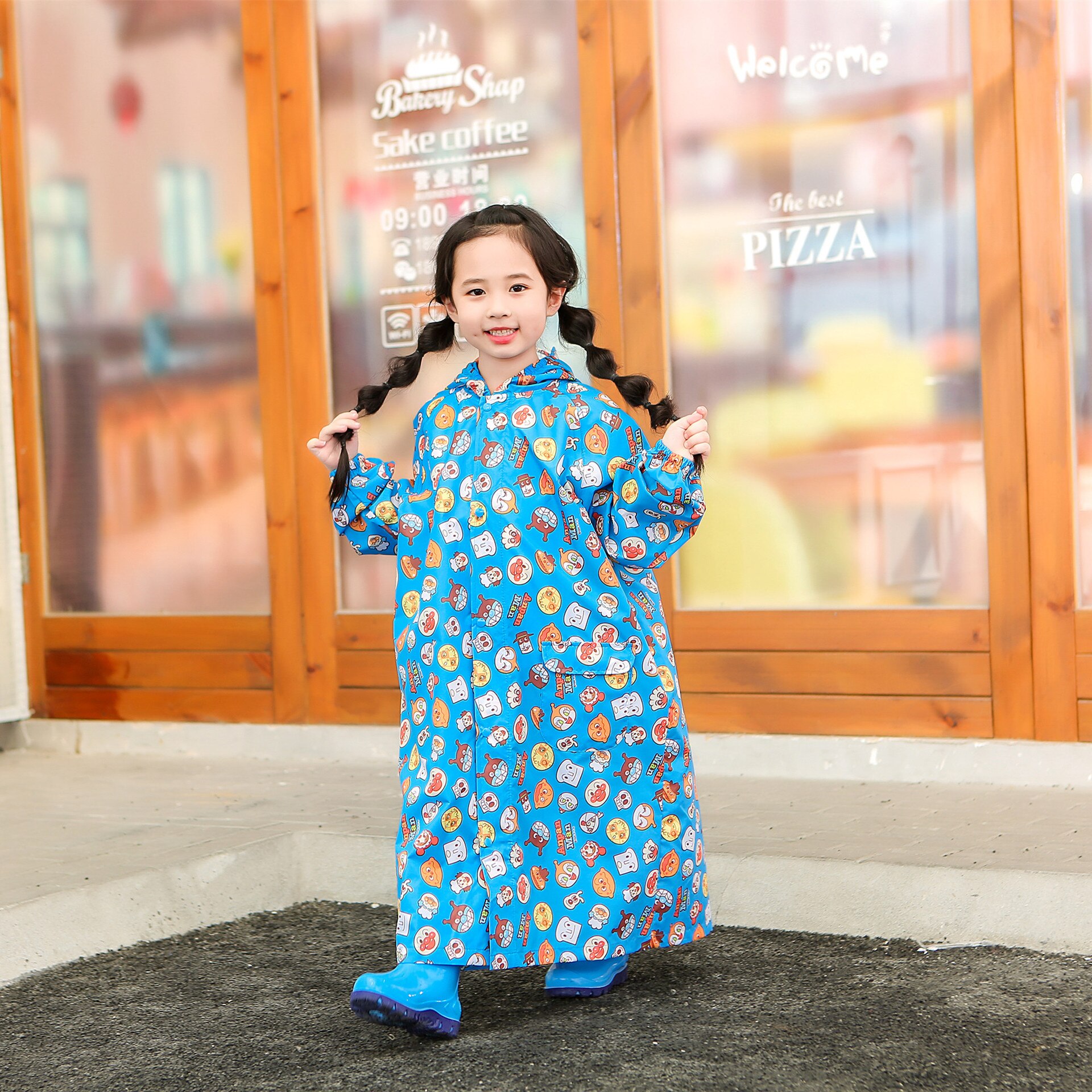 Poncho imperméable de dessin animé pour enfants et élèves, une pièce avec cartable, imperméable et résistant à la neige
