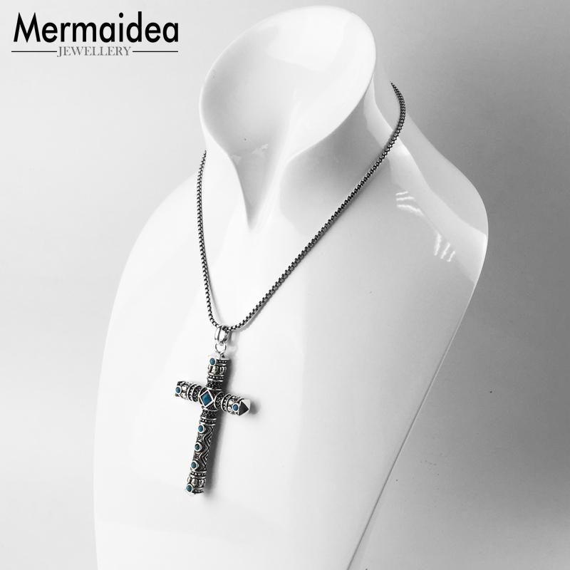 Pendentif croix pierre bleue tout Bijoux Style Bijoux collier accessoires pour femme hommes