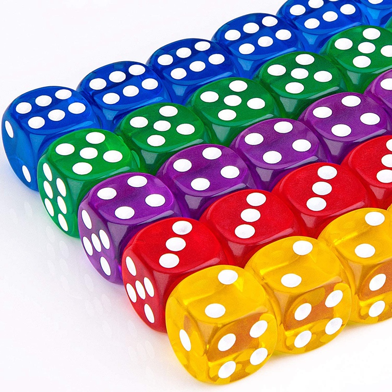 50Pack 14Mm Doorschijnende &amp; Solid 6-Zijdige Spel Dobbelstenen Voor Board Games, Activiteit, casino Thema, Onderwijs Math