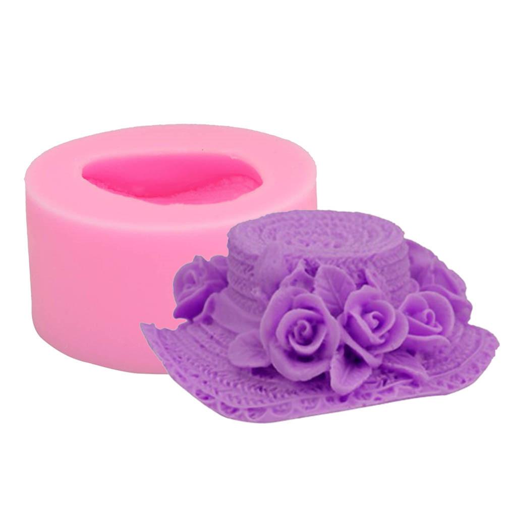 Molde de silicona artesanal con forma de sombrero 3D, molde de pastel, herramientas de manualidades para cocina para hornear Fondant, Chocolate, hacer silicona para jabón en forma de molde: Brown