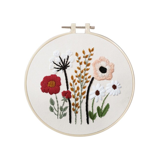 1pc Embroidery DIY Beginner Material Pack Flowers Patterns DIY Cross Stitch Kits Handmade Household Accessories: Type 1