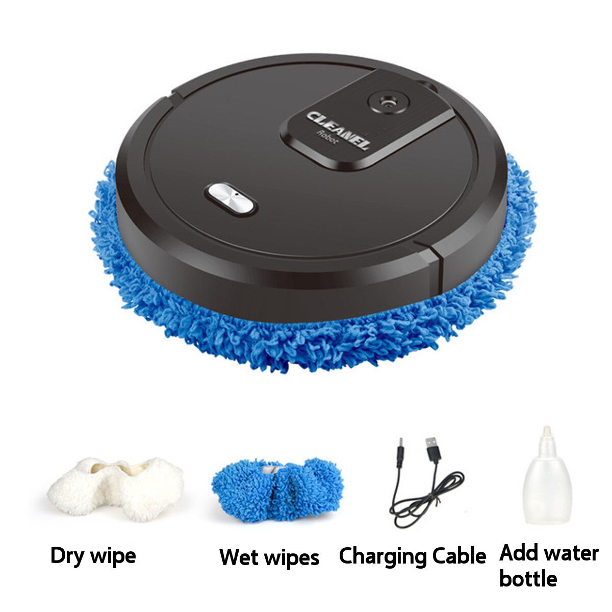 Fully Automatic Multifunctional USB Charging Sweeping Robot Home Cleaning Dry and Wet Mop UV Disinfection Cleaner Machine: Black