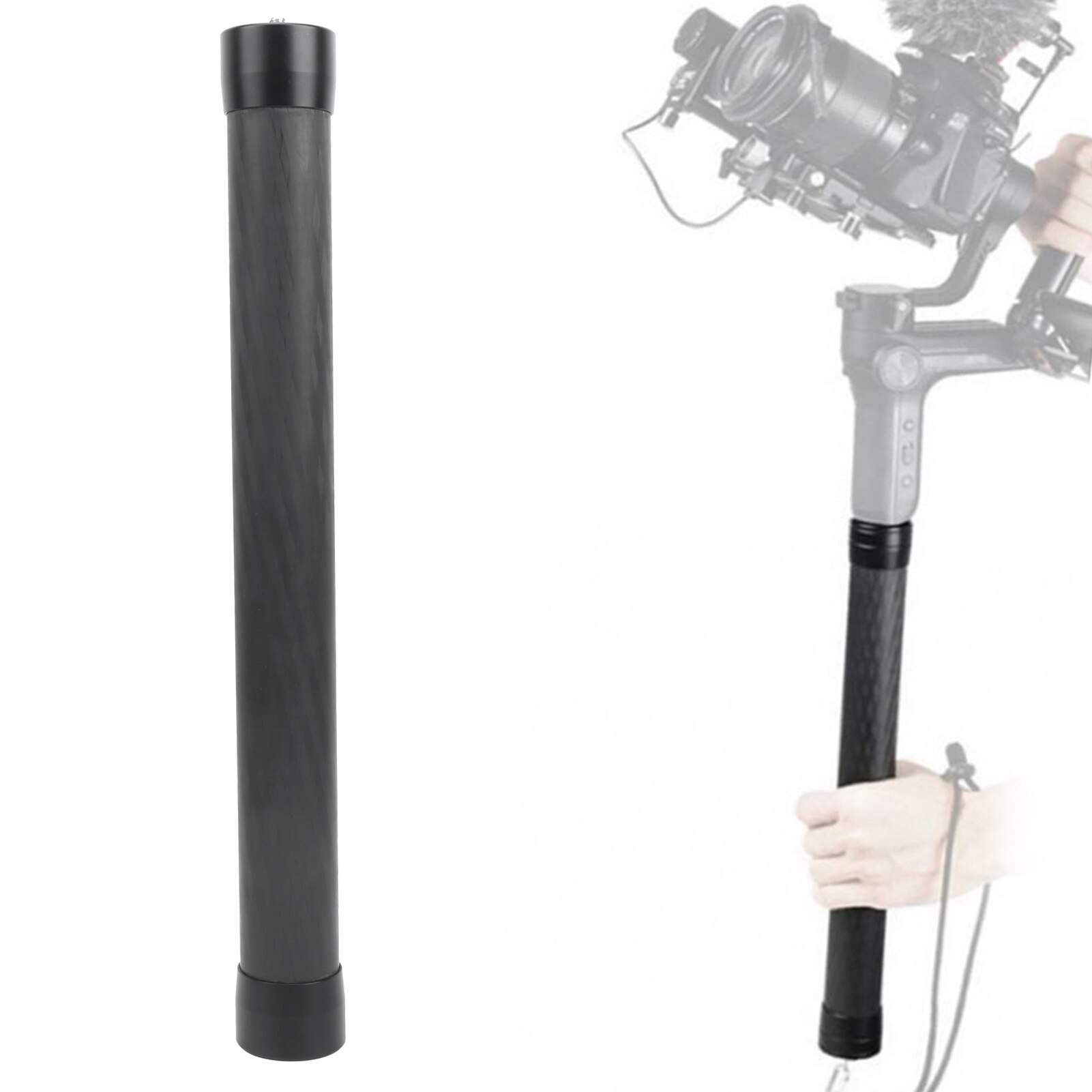 Palo de extensión de fibra de carbono de 36cm, varilla de extensión de cardán con tornillo de 1/4 pulgadas para accesorios estabilizadores Zhiyun/Feiyutech/DJI
