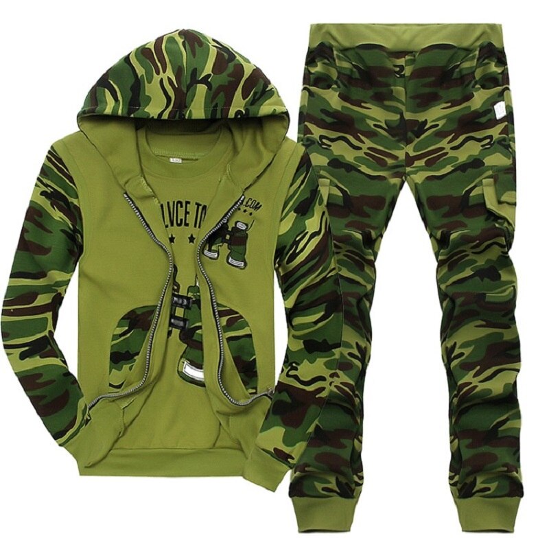 Conjunto de ropa de camuflaje para niños grandes, chaqueta con capucha, camiseta, pantalón, traje de 3, 5, 6, 7, 8, 9, 10, 11, 12 años, 3 piezas, 2022