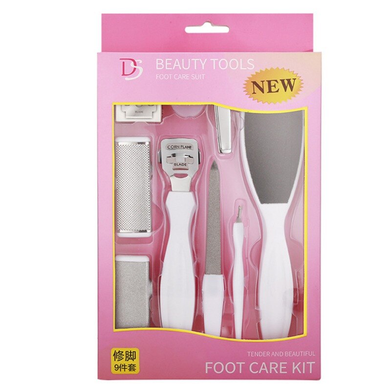 9pcs Kit Rasp Foot Pedicure Tools Kit Rasp Foot File Callu Remover Set Feet Exfoliating Scrubber Foot Clean: 9pcs